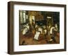 A Singerie: Monkey Barbers Serving Cats-Jan Van Kessel-Framed Giclee Print