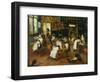 A Singerie: Monkey Barbers Serving Cats-Jan Van Kessel-Framed Giclee Print