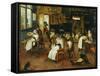 A Singerie: Monkey Barbers Serving Cats-Jan Van Kessel-Framed Stretched Canvas