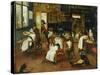 A Singerie: Monkey Barbers Serving Cats-Jan Van Kessel-Stretched Canvas