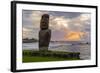 A Single Moai at Fisherman's Harbor in the Town of Hanga Roa-Michael Nolan-Framed Photographic Print