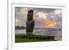 A Single Moai at Fisherman's Harbor in the Town of Hanga Roa-Michael Nolan-Framed Photographic Print