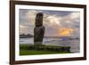 A Single Moai at Fisherman's Harbor in the Town of Hanga Roa-Michael Nolan-Framed Photographic Print