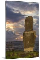 A Single Moai at Fisherman's Harbor in the Town of Hanga Roa-Michael Nolan-Mounted Photographic Print