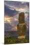 A Single Moai at Fisherman's Harbor in the Town of Hanga Roa-Michael Nolan-Mounted Photographic Print