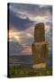 A Single Moai at Fisherman's Harbor in the Town of Hanga Roa-Michael Nolan-Stretched Canvas