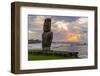 A Single Moai at Fisherman's Harbor in the Town of Hanga Roa-Michael Nolan-Framed Photographic Print