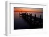 A Single Sailboat Sits on the Water of the Bay Alongside an Empty Dock on Tilghman Island, Maryland-Karine Aigner-Framed Photographic Print