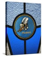 A Single Seabee Logo Built Into a Stained-Glass Window, Al Asad, Iraq-Stocktrek Images-Stretched Canvas
