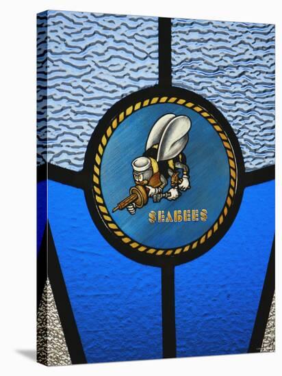 A Single Seabee Logo Built Into a Stained-Glass Window, Al Asad, Iraq-Stocktrek Images-Stretched Canvas