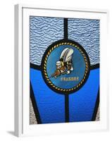 A Single Seabee Logo Built Into a Stained-Glass Window, Al Asad, Iraq-Stocktrek Images-Framed Photographic Print