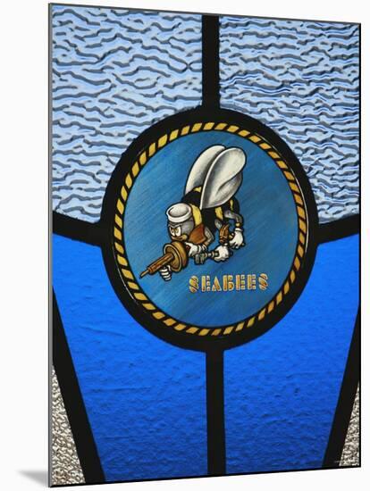 A Single Seabee Logo Built Into a Stained-Glass Window, Al Asad, Iraq-Stocktrek Images-Mounted Photographic Print