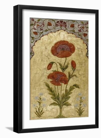 A Single Stem of Poppy Blossoms on Gold Ground, 1770-80 AD-null-Framed Giclee Print