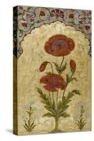 A Single Stem of Poppy Blossoms on Gold Ground, 1770-80 AD-null-Stretched Canvas