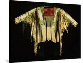 A Sioux Quilled and Fringed Hide Warrior's Shirt, Mid 19th Century-null-Stretched Canvas