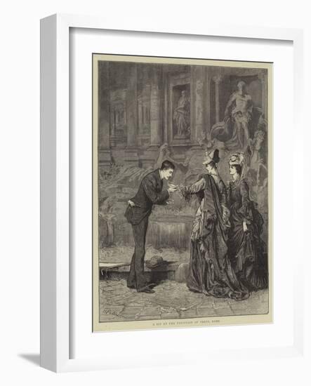 A Sip at the Fountain of Trevi, Rome-null-Framed Giclee Print