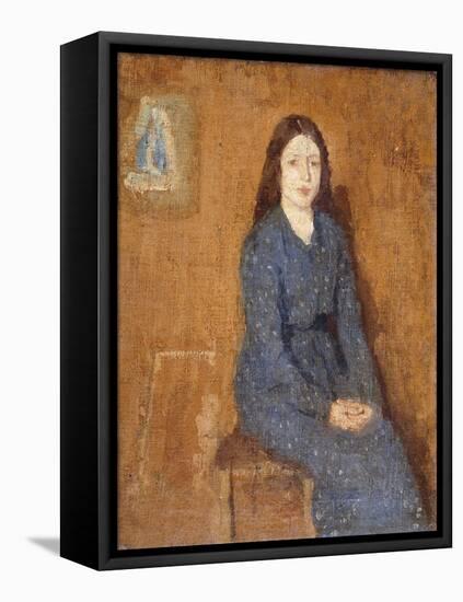 A Sitting Girl Wearing a Spotted Blue Dress, 1914-15-Gwen John-Framed Stretched Canvas