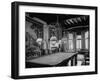 A Six-Lamped Brass Chandelier Hanging over the Pool Table in the Billard Room-null-Framed Photographic Print