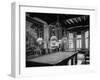 A Six-Lamped Brass Chandelier Hanging over the Pool Table in the Billard Room-null-Framed Photographic Print