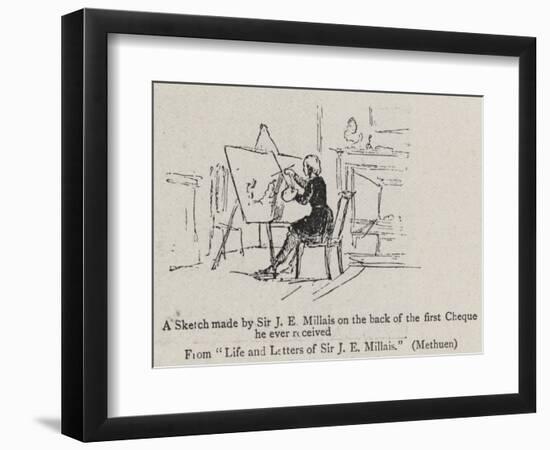 A Sketch Made by Sir J E Millais on the Back of the First Cheque He Ever Received-John Everett Millais-Framed Giclee Print