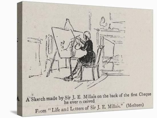 A Sketch Made by Sir J E Millais on the Back of the First Cheque He Ever Received-John Everett Millais-Stretched Canvas