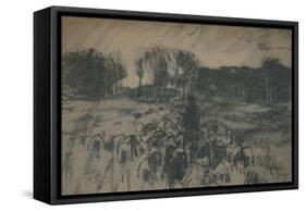 'A sketch of a shepherd and his flock', 19th century-Anton Mauve-Framed Stretched Canvas