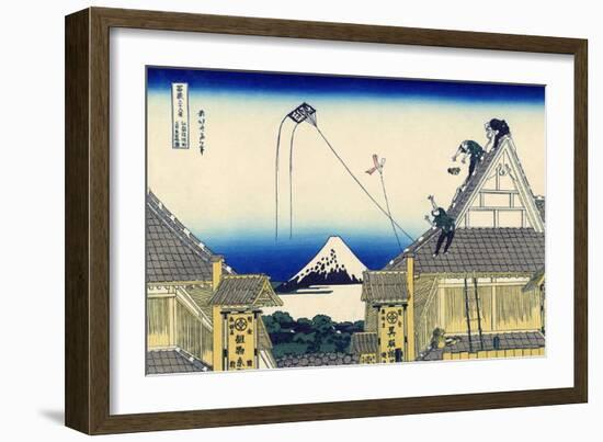 A Sketch of the Mitsui Shop in Suruga in Edo, 1830-1833-Katsushika Hokusai-Framed Giclee Print