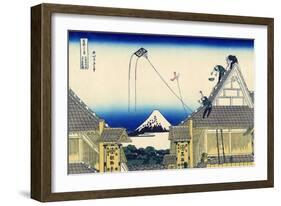 A Sketch of the Mitsui Shop in Suruga in Edo, 1830-1833-Katsushika Hokusai-Framed Giclee Print