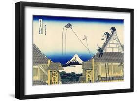 A Sketch of the Mitsui Shop in Suruga in Edo, 1830-1833-Katsushika Hokusai-Framed Giclee Print