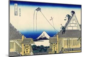 A Sketch of the Mitsui Shop in Suruga in Edo, 1830-1833-Katsushika Hokusai-Mounted Giclee Print