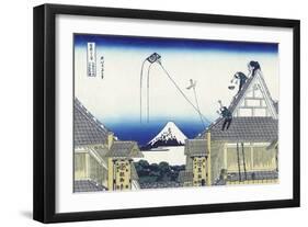 A Sketch of the Mitsui Shop in Suruga in Edo-Katsushika Hokusai-Framed Giclee Print