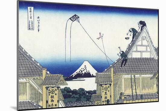 A Sketch of the Mitsui Shop in Suruga in Edo-Katsushika Hokusai-Mounted Giclee Print