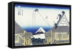 A Sketch of the Mitsui Shop in Suruga in Edo-Katsushika Hokusai-Framed Stretched Canvas