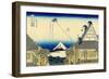 A Sketch of the Mitsui Shop in Suruga Street in Edo, c.1830-Katsushika Hokusai-Framed Giclee Print