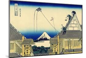 A Sketch of the Mitsui Shop in Suruga Street in Edo, c.1830-Katsushika Hokusai-Mounted Giclee Print