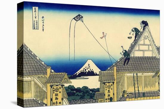 A Sketch of the Mitsui Shop in Suruga Street in Edo, c.1830-Katsushika Hokusai-Stretched Canvas