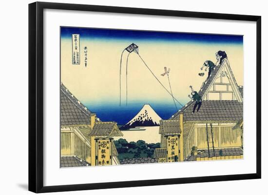 A Sketch of the Mitsui Shop in Suruga Street in Edo, c.1830-Katsushika Hokusai-Framed Giclee Print