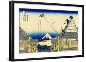 A Sketch of the Mitsui Shop in Suruga Street in Edo, c.1830-Katsushika Hokusai-Framed Giclee Print