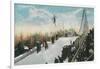 A Ski Tournament Jump, Skier Making 132 ft - Duluth, MN-Lantern Press-Framed Art Print