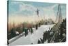 A Ski Tournament Jump, Skier Making 132 ft - Duluth, MN-Lantern Press-Stretched Canvas