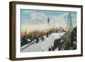 A Ski Tournament Jump, Skier Making 132 ft - Duluth, MN-Lantern Press-Framed Art Print