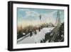 A Ski Tournament Jump, Skier Making 132 ft - Duluth, MN-Lantern Press-Framed Art Print