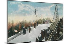 A Ski Tournament Jump, Skier Making 132 ft - Duluth, MN-Lantern Press-Mounted Art Print