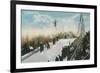 A Ski Tournament Jump, Skier Making 132 ft - Duluth, MN-Lantern Press-Framed Art Print