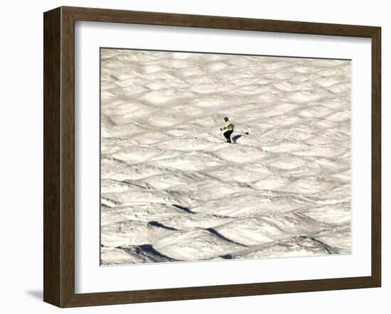 A Skier Makes His Way Down a Sea of Moguls at Sugarbush Ski Area-null-Framed Premium Photographic Print