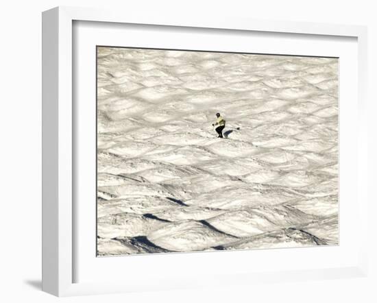 A Skier Makes His Way Down a Sea of Moguls at Sugarbush Ski Area-null-Framed Premium Photographic Print