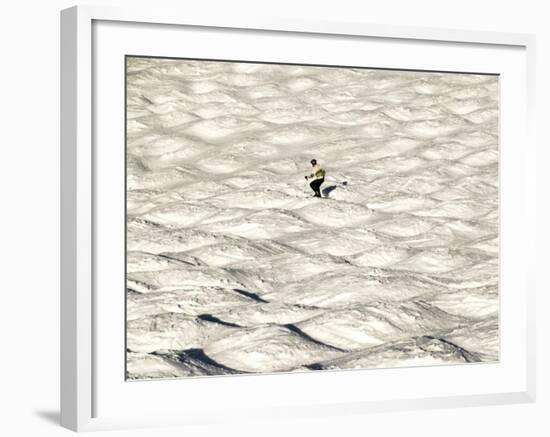 A Skier Makes His Way Down a Sea of Moguls at Sugarbush Ski Area-null-Framed Photographic Print