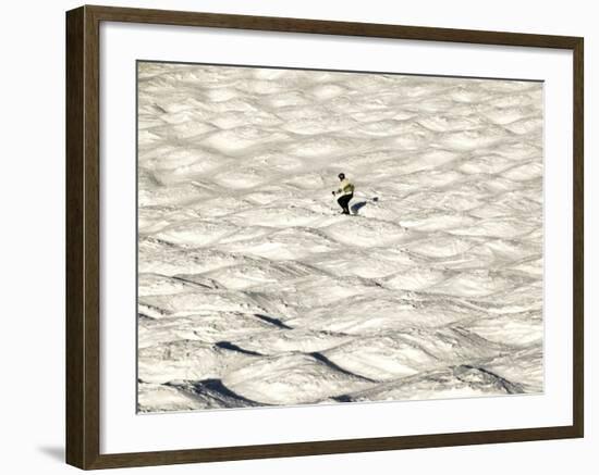 A Skier Makes His Way Down a Sea of Moguls at Sugarbush Ski Area-null-Framed Photographic Print