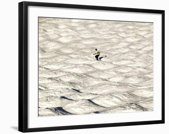 A Skier Makes His Way Down a Sea of Moguls at Sugarbush Ski Area-null-Framed Photographic Print