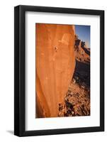 A Skilled Climber Takes a Lap, Dylan Wall, San Rafael Swell, Utah-Louis Arevalo-Framed Photographic Print